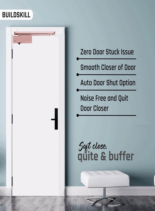 BUILDSKILL جهاز إغلاق الأبواب الهيدروليكي من Buildskill مع ذراع تثبيت، جهاز إغلاق أبواب للأبواب الخشبية والألومنيوم والمعدنية، جهاز إغلاق أبواب أوتوماتيكي للمنزل، مانع انزلاق للأبواب بسرعة قابلة للتعديل، 85 كجم، ذهبي وردي (عبوة من قطعة واحدة) - Image 4